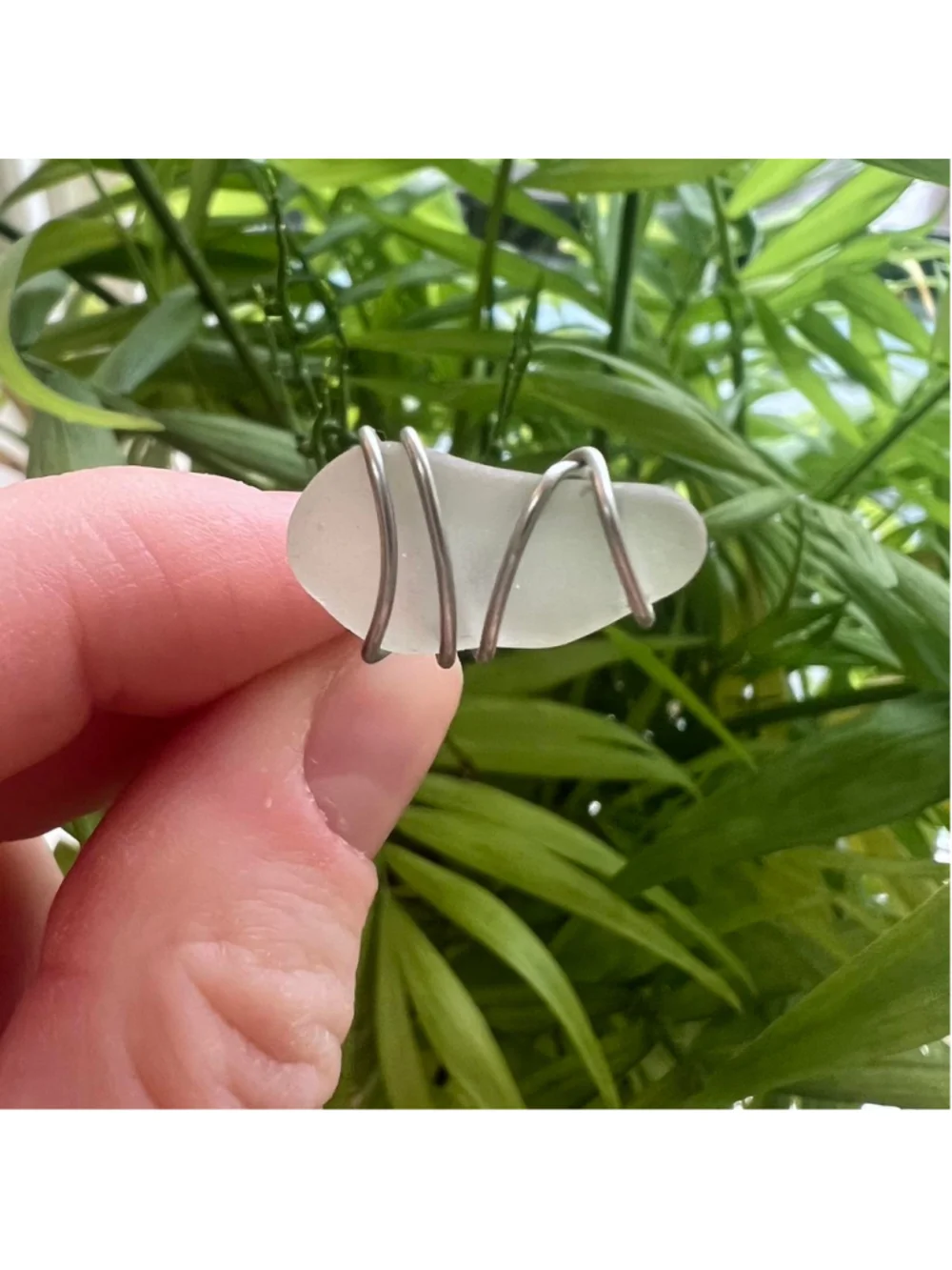 Handmade silver wire wrapped clear seaglass ring 🌊💫 PM me with any questions